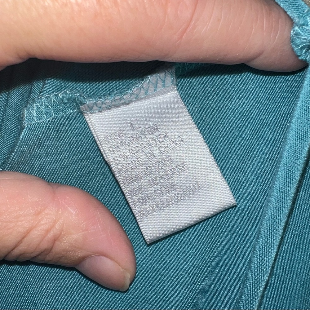 Soft Surroundings Teal Blue Ruched Neck‎ Tank Top Tunic Women's Large - Picture 7 of 7